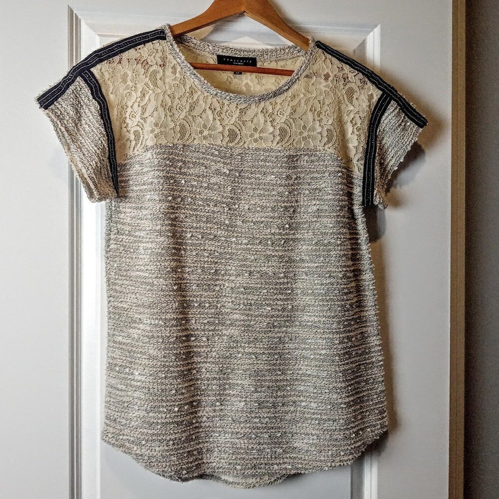 Sanctuary Lace & Ribbon Trim SS Top